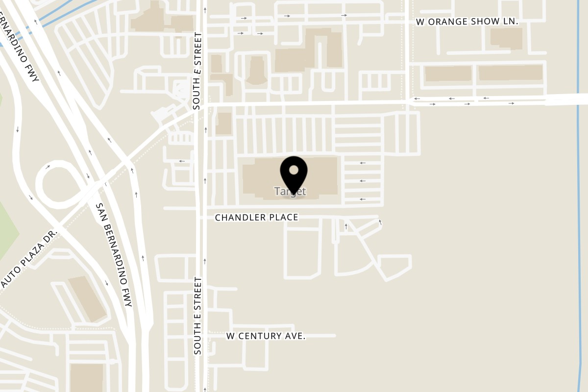 Map showing the location of Hungry Bear Tacos on 499 W Orange Show Rd in San Bernardino
